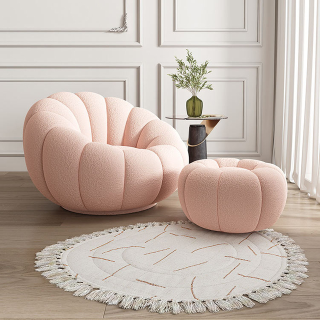 Modern Design Tufted Velvet Fabric Soild Sofa Chair Pumpkin Single Lounge Chair Living Room an Easy Chair