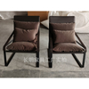 Italian Minimal Saddle Leather Fabric Lazy Couch Chair Modern Solid Iron Frame Down Filled Living Room Armchair