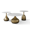 Nordic Round Coffee Table Set Hotel Apartment Metal Frame Oak Wooden Top Tea Table