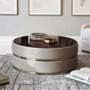 Modern Luxury Coffee Tables Can Be Customized with Embossed Leather Tempered Glass or Marble Top Living Room Round Tea Tables