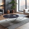 Modern Luxury Living Room Furniture Set Ceramic Top Gold Stainless Steel Round Coffee Table Home Decor Metal Accessories