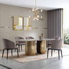 Italian Style Modern Furniture High Quality OEM Restaurant Chair Solid Wood Leg Checked Leather Hotel Dining Room Chair