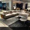 Modern Luxury Design Aluminum Saddle Leather Modern Fabric Upholstered Italian Couch Hotel Villa Living Room Sofa Set