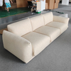 Modern Design Home Furniture Bread Shape White Boucle 3 Seat Sofa Set Sectional Couch Velvet Fabric Living Room Sofa