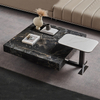 Modern Luxury Small Coffee Table with Rectangle Marble Top & Gold Stainless Steel for Living Room or Hotel Corner Side Table