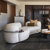 Modern Light Nordic Style Three-person Sofa Curved Velvet Couch Commercial Hotel Furniture and Living Room Sofa Set
