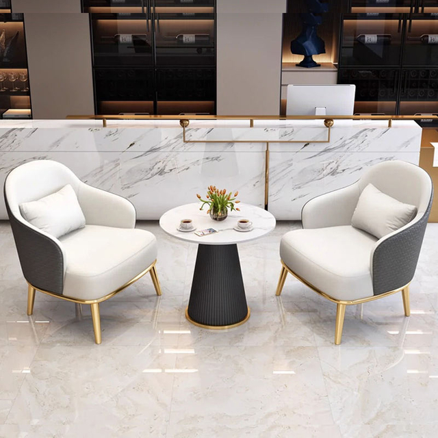 Chaise longue avec cadre en m&eacute;tal, Design nordique, mobilier de maison, chambre d'h&ocirc;tel, luxe moderne, fauteuil de loisirs en cuir pour salon