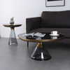 Modern Nordic Luxury Home Furniture Style Glass Base Stainless Steel Champagne Gold Plating Bell Center Side Coffee Table