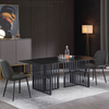 Italian Minimalist Style Marble Dining Table Marble Top Simple Metal Legs Dining Table Set 6 Seater