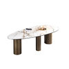 Luxury NEW Design Dining Room Furniture OVAL Table Stainless Steel Base Marble Top Smart Dining Tables for Home