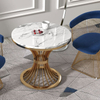 Round Marble Slab Table Top Gold Stainless Steel Base Conference Table Cafe Restaurant Used Marble Top Dining Table