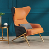 Nordic Luxury Modern High Backrest Wabi-sabi Leather Chair Set Accent Leisure Home Furniture Living Room Lounge Sofa Chair