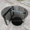 Luxury Stainless Steel Round Coffee Table Modern Living Room Furniture Toughened Glass Coffee Table