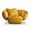 Italian Luxury Living Room Furniture Set High Quality Yellow Velvet Single Sofa European Stylish Modern Armchair Fabric Hotels