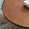 Nordic Modern Living Room Furniture With Round Solid Wood Panels and Metal Legs Coffee Table Set