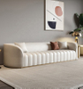 Italian Style Light Luxury Leather Sectional Sofa Combination Golden Stainless Steel Leg Hotel Lobby Living Room 3seater Couch