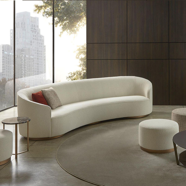 Modern Nordic Velvet Sofa Curved Sofa Couch Living Room Home Office Upholstery Fabric Half Round Circle Sofa