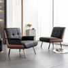 Italian Style Single Sofa Hotel Villa Modern Living Room Fabric Lounge Sofa Chair Stainless Steel Leg Wood Back Leisure Armchair