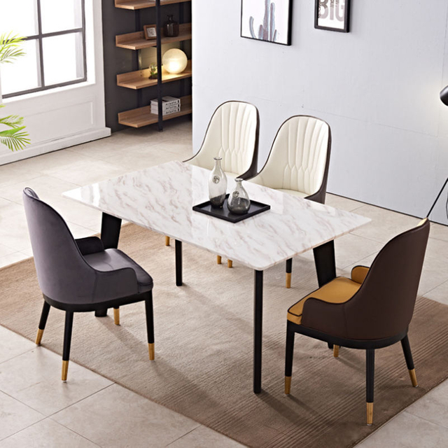 Modern Style Solid Wood Foot Chair Leather Restaurant Chair