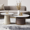 Luxury Living Room Furniture Modern Design Ceramic Top Gold Stainless Steel Round Coffee Table Set