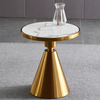 Italian Luxury Gold Stainless Steel Marble Coffee Table Hotel Apartment Round Edge Side Table