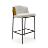Modern Luxury Design Leather Back and Linen Fabric Cushion High Dining Chair Hotel Restaurant bar Chairs