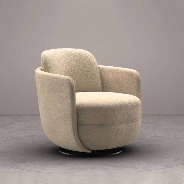 Modern Design Circular Leisure Lounge Single Sofa Chair Easy Chair Villa Living Room Hotel Velvet Fabric Armchair