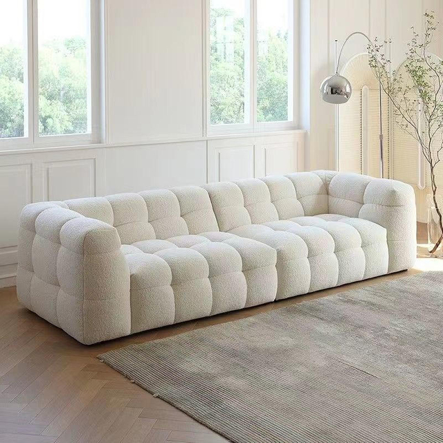 Modern Luxury Living Room Furniture Velvet Fabric Three Seat Sofa Villa Hotel Lobby Couch Straight Row Pull-up Sofa Set