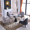 Modern Simple Leather Sofa and Chair Hotel Leisure Area Villa Living Room Leisure Solid Wood Armchair
