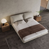Italian Minimalist Design High Quality Saddle Leather Covered Modern Style King Size Bedroom Furniture Soft Bed