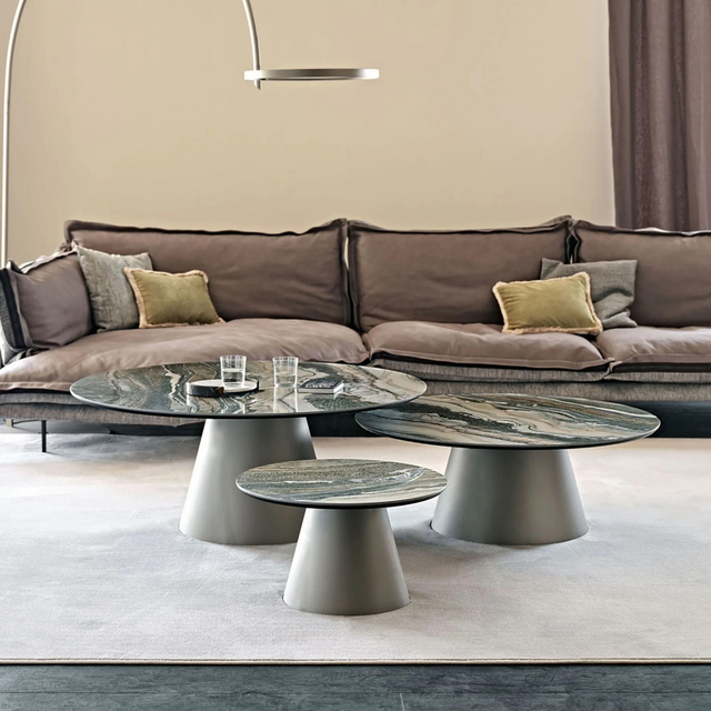 Fashion Design Luxury Furniture Metal Gold Grey Center Table Living Room Sofa Table Coffee Table Set