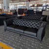 Italian Luxury Sectional Sofa Set Leather Pull Button Sitting Room Furniture Modern Hotel Villa Living Room 3-seat Sofa