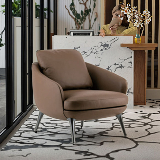 Silla moderna de ocio de lujo para sal&oacute;n, silla decorativa de cuero de espuma moldeada para el hogar, sala de estar, Hotel, oficina, recepci&oacute;n, sala de espera