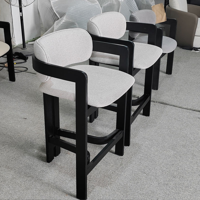Nordic Solid Wood Home Bar Chair Modern Design Hotel Front Desk Restaurant High Foot Stool Dining Chairs