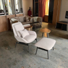 Modern Design Lounge Chair with Footrest Metal Frame Velvet Fabric Leisure Chair Armchair for Living Room Hotel Bedroom Rest