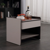 Italian Design Bedside Table Round Solid Wood Smart With 2 Drawer Large Capacity Household Cylindrical Bedroom Nightstand
