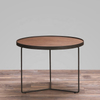 Wholesale Living Room Furniture Simple Small Round Wooden Top Metal Frame Coffee Table Set