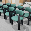 Black Solid Wood Frame Dining Chairs with Beige Fabric Leather Nordic Light Luxury Dining Chair Household Back Stool