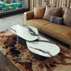 Modern Stainless Steel Coffee Table Chinese Natural Panda White Marble Drop-Shaped Creativity Design Office Home Central Table