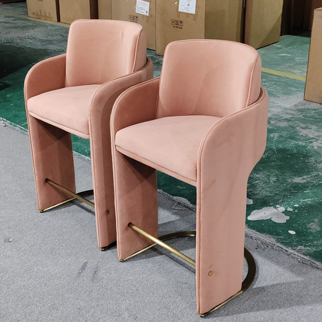 Modern Stainless Steel Base Dining Chair Velvet Soft Cushion Home Restaurant bar Chair New Design Leisure bar Stool
