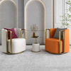 Modern Nordic Fabric Lounge Swivel Armchair Luxury Gold Metal Frame Velvet Single Sofa Chair for Living Room Furniture