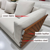Modern Luxury Design Aluminum Saddle Leather Modern Fabric Upholstered Italian Couch Hotel Villa Living Room Sofa Set