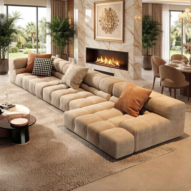 Modern Top Fabric L Shaped Couch Modular Sofas Living Room Furniture Luxury Velvet Corner Sectional Sofa Set