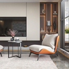 Modern Luxury Leather Fabric Frame Metal Leisure Lounge Chair Low Armrest New Design Hotel Living Room Lazy Single Sofa