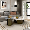 Luxury Design Coffee Table Set Modern Living Room Furniture Circular Marble Stainless Steel Side Tea Table