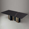 Modern Italian Style Solid Wood and Stainless Steel Leg Marble Stone Top Dining Table