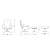 Modern Style Home Hotel Office Furniture China Factory PU Leather Grey Color Fabric Rotatable High Backrest Lounge ArmChair