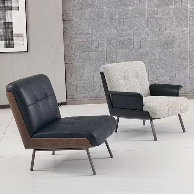 Sof&aacute; individual de estilo italiano, para Hotel, Villa, sala de estar moderna, sof&aacute; de sal&oacute;n de tela, silla con patas de acero inoxidable, respaldo de madera, sill&oacute;n de ocio