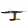 Modern Hotel Dining Room Furniture Rectangular Marble and Stainless Steel Metal Leg Dining Table