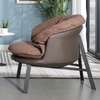 Modern Minimalist Design Armchair Living Room Furniture Metal Genuine Leather Velvet Sofa Chair Hotel Down Leisure Lounge Chair